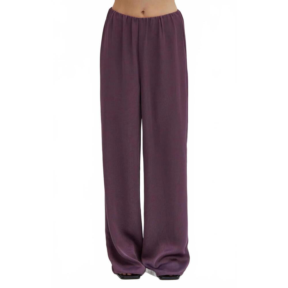 NEW CRESCENT women's audrey textured satin pants in fig